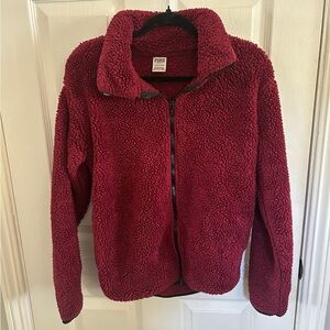 PINK Victoria's Secret Burgundy Sherpa Jacket